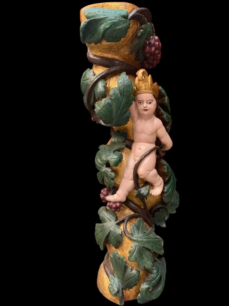Pamono Antique Gilded Wooden Column, 1800s> Pedestals And Columns