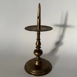 New Pamono Antique Gilt Bronze Candlestick, 1500s