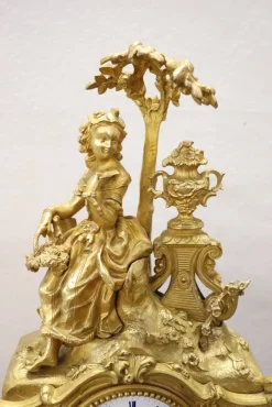 Pamono Antique Gilt Bronze Table Clock, 19th Century><noscript><img width=