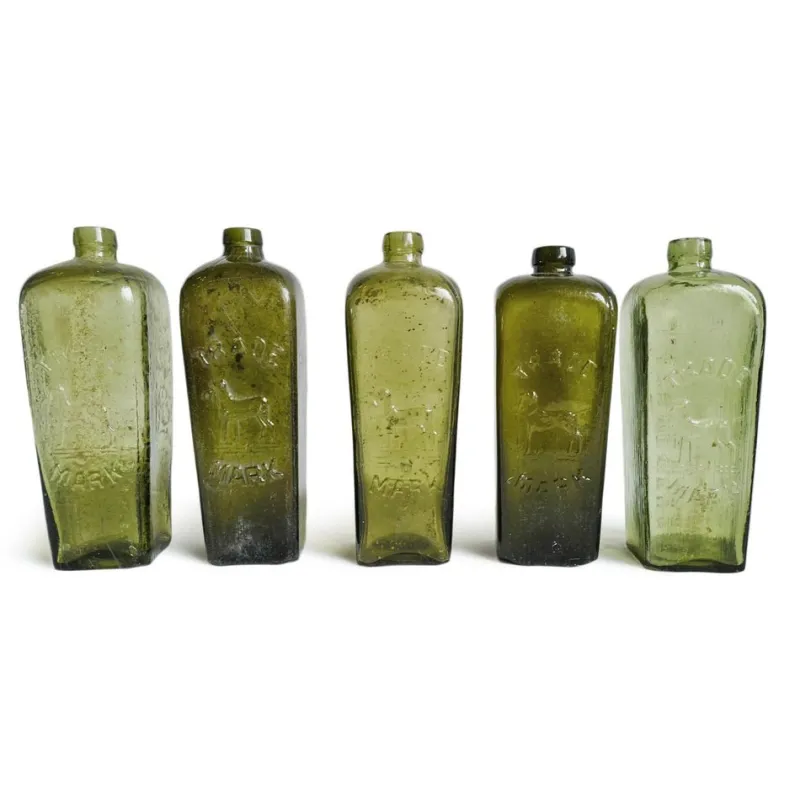Pamono Antique Glass Gin Bottles, Set of 9> Glassware