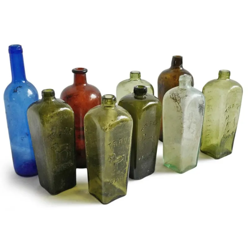 Pamono Antique Glass Gin Bottles, Set of 9> Glassware