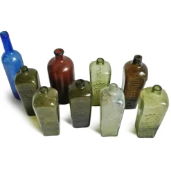 Pamono Antique Glass Gin Bottles, Set of 9><noscript><img width=