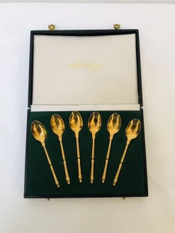 New Pamono Antique Gold-Plated Tableware Set from Frionnet Francois, 1900s, Set of 6
