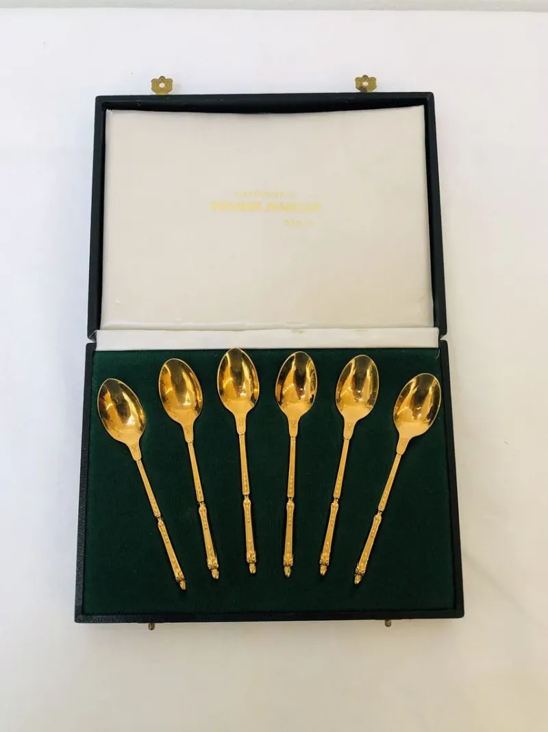 New Pamono Antique Gold-Plated Tableware Set from Frionnet Francois, 1900s, Set of 6