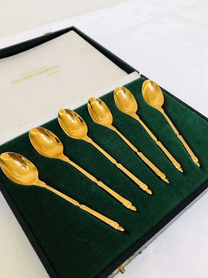New Pamono Antique Gold-Plated Tableware Set from Frionnet Francois, 1900s, Set of 6