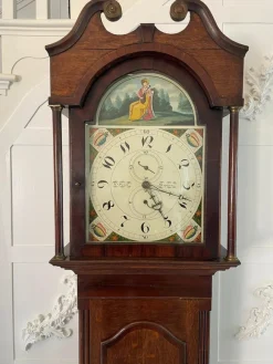 Pamono Antique Grandfather Clock in Oak and Mahogany by W. Prior for Skipton><noscript><img width=