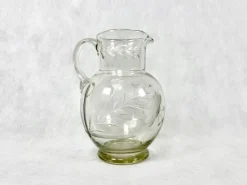 Clearance Pamono Antique Graved Crystal Water Pitcher, 1900s