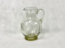 Clearance Pamono Antique Graved Crystal Water Pitcher, 1900s