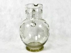 Clearance Pamono Antique Graved Crystal Water Pitcher, 1900s