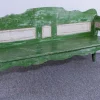 New Pamono Antique Green and White Painted Pine Bench, Late 19th Century