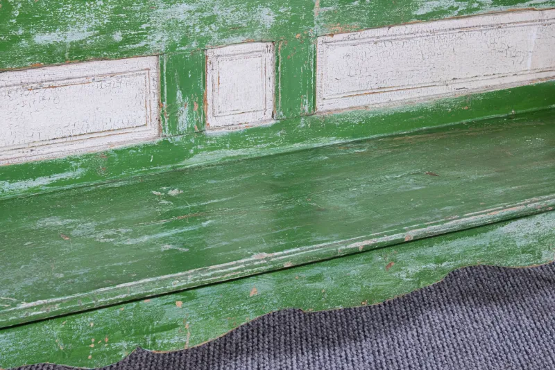 New Pamono Antique Green and White Painted Pine Bench, Late 19th Century