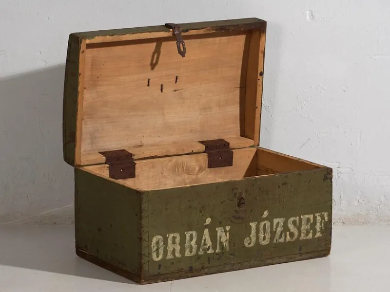 Pamono Antique Green Chest, 1920s> Trunks Crates & Baskets