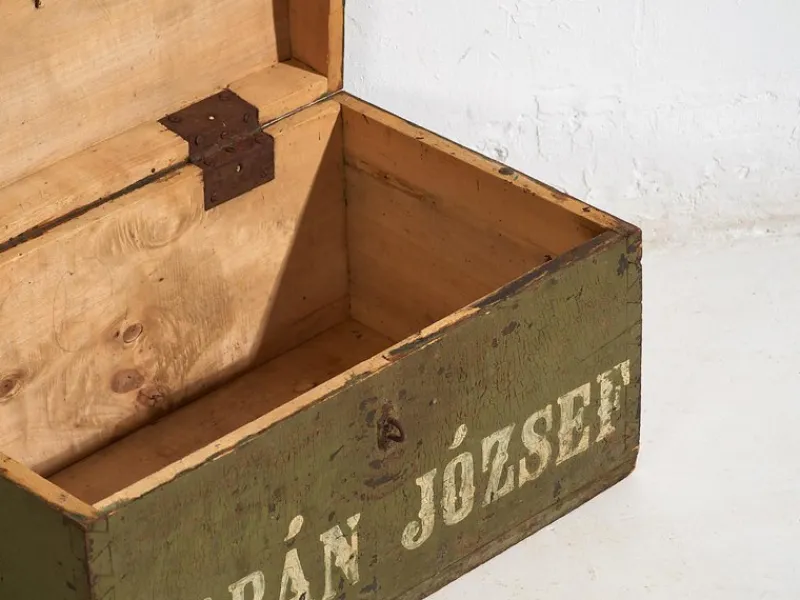 Pamono Antique Green Chest, 1920s> Trunks Crates & Baskets
