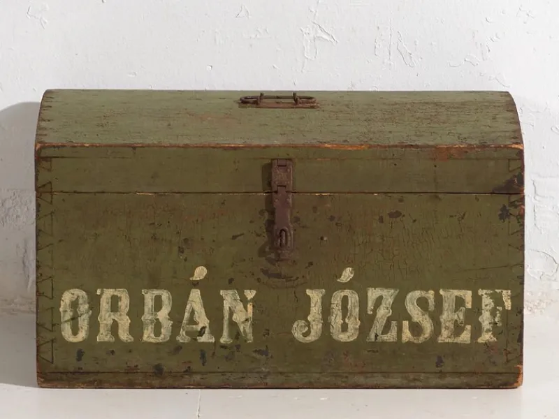 Pamono Antique Green Chest, 1920s> Trunks Crates & Baskets