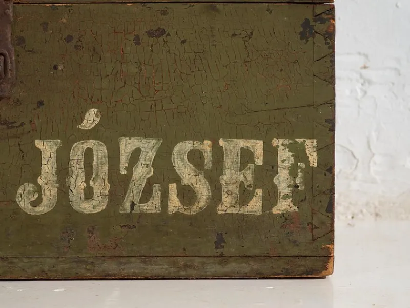 Pamono Antique Green Chest, 1920s> Trunks Crates & Baskets