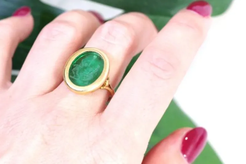 Best Pamono Antique Green Intaglio Ring