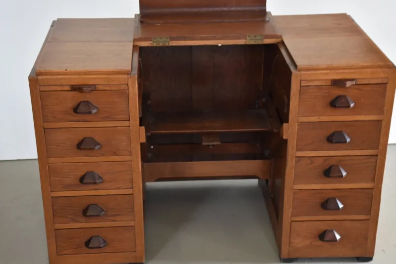 Pamono Antique Haagse School Oak Work Desk, 1920s> Desks
