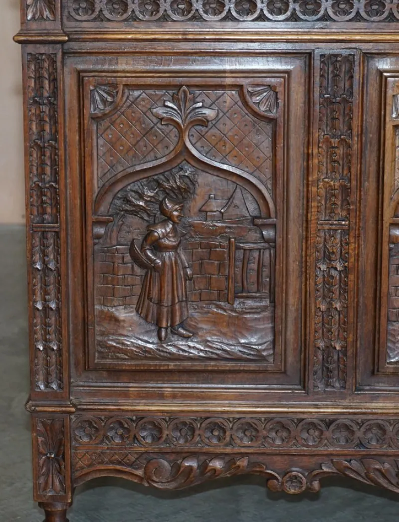 Online Pamono Antique Hand Carved Continental Oak Frame Bedstead