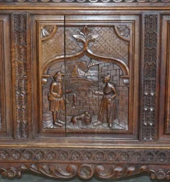 Online Pamono Antique Hand Carved Continental Oak Frame Bedstead