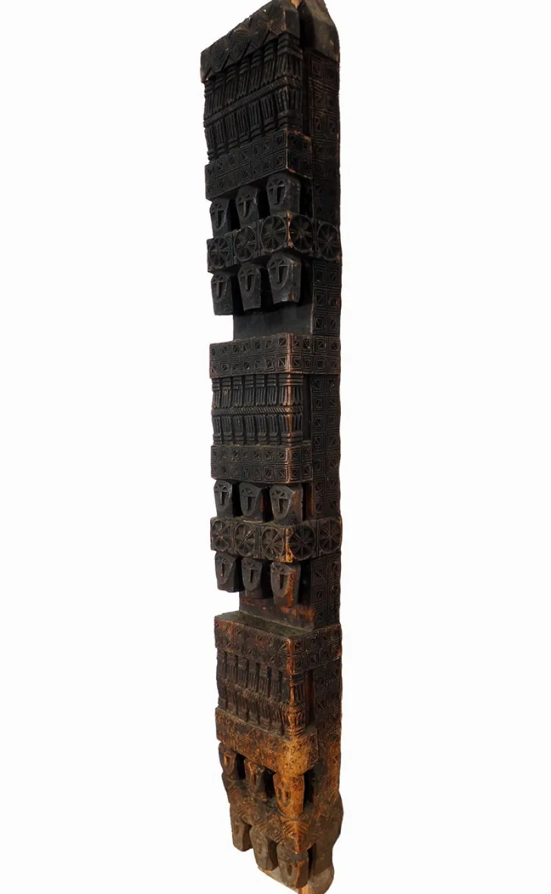 Pamono Antique Hand-Carved Wooden Pillar Column, Afghanistan / Pakistan, 1890s> Pedestals And Columns