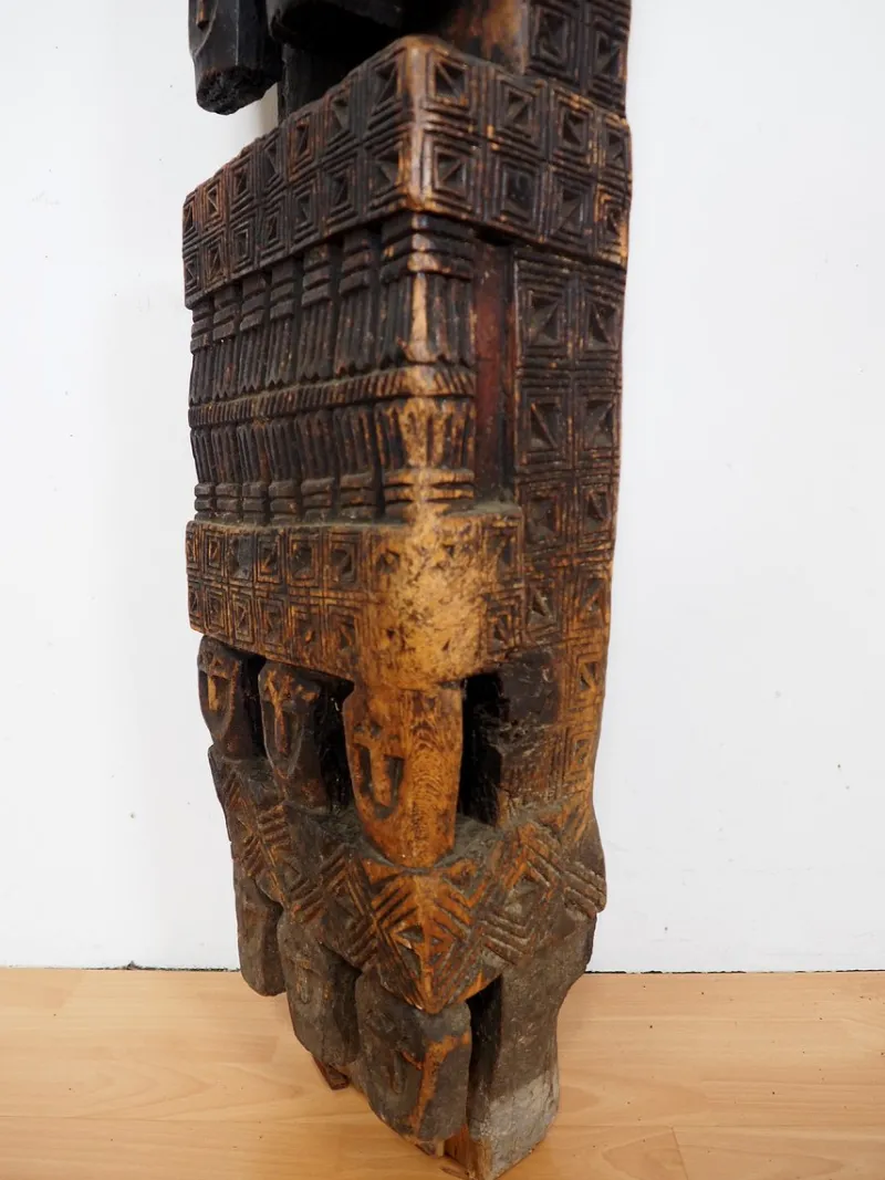 Pamono Antique Hand-Carved Wooden Pillar Column, Afghanistan / Pakistan, 1890s> Pedestals And Columns