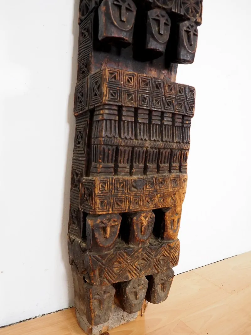 Pamono Antique Hand-Carved Wooden Pillar Column, Afghanistan / Pakistan, 1890s> Pedestals And Columns