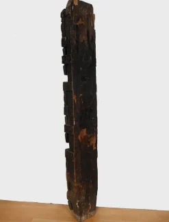 Pamono Antique Hand-Carved Wooden Pillar Column, Afghanistan / Pakistan, 1890s><noscript><img width=