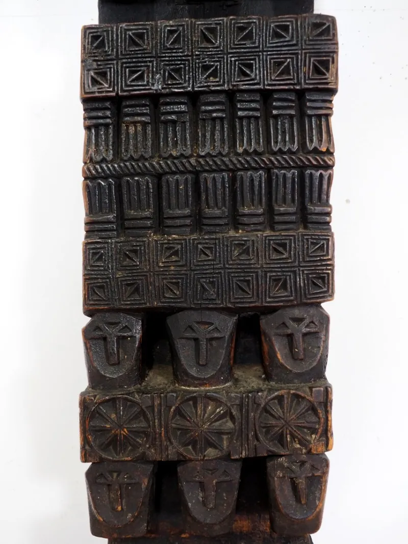 Pamono Antique Hand-Carved Wooden Pillar Column, Afghanistan / Pakistan, 1890s> Pedestals And Columns