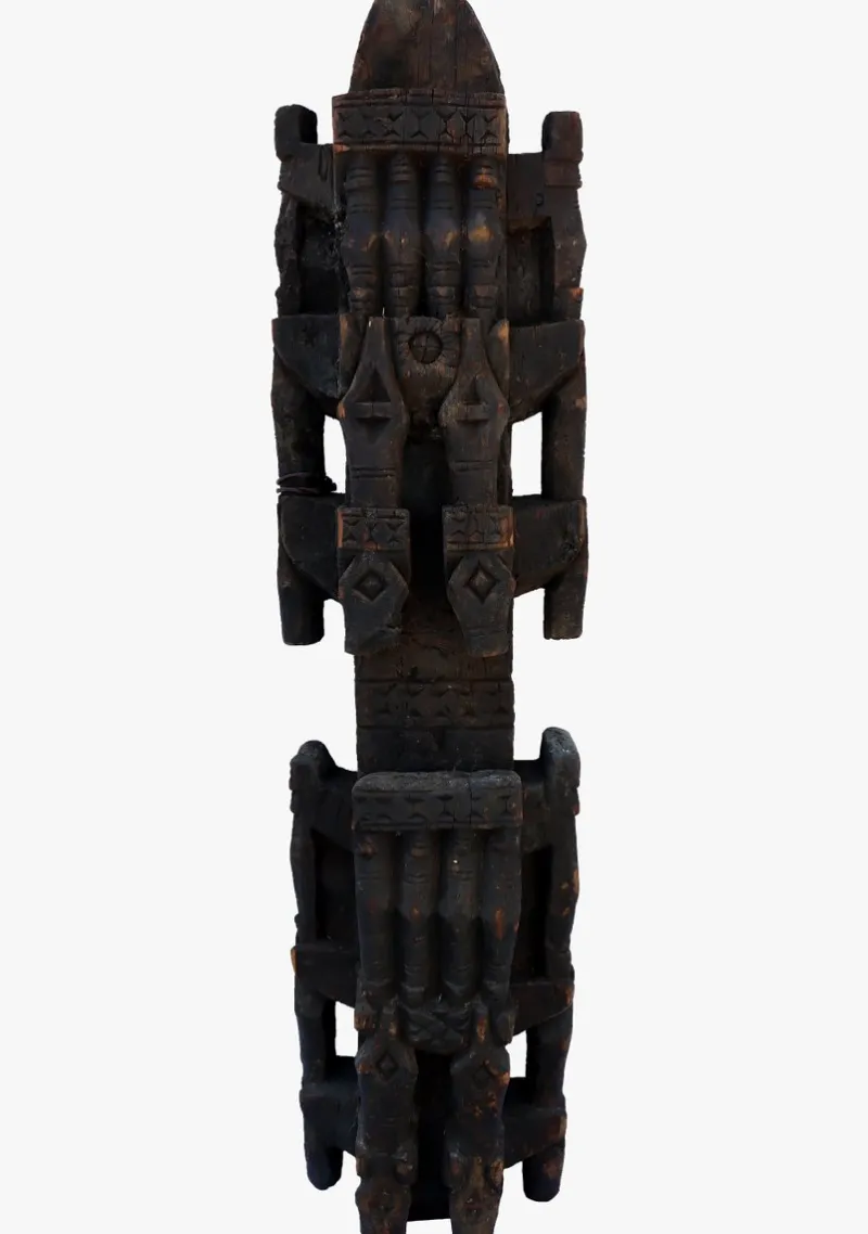 Pamono Antique Hand-Carved Wooden Pillar Column, Afghanistan / Pakistan, 1890s