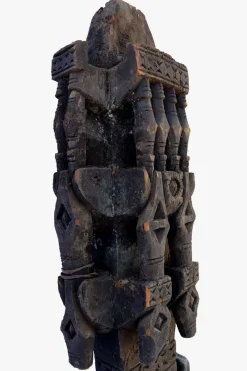 Pamono Antique Hand-Carved Wooden Pillar Column, Afghanistan / Pakistan, 1890s