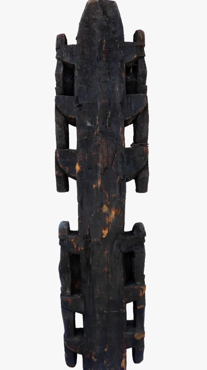 Pamono Antique Hand-Carved Wooden Pillar Column, Afghanistan / Pakistan, 1890s