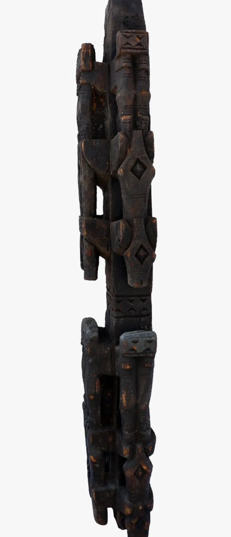 Pamono Antique Hand-Carved Wooden Pillar Column, Afghanistan / Pakistan, 1890s