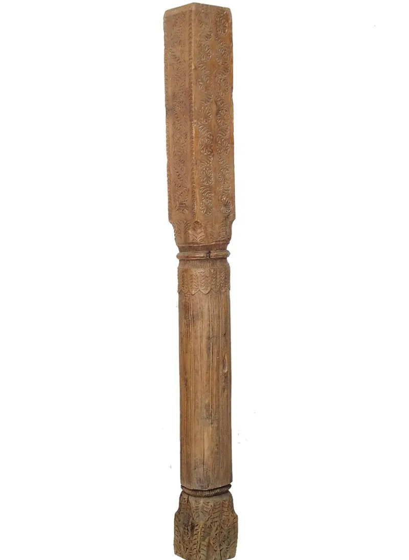 Pamono Antique Hand-Carved Wooden Pillar Column, Swat Valley Pakistan, 1890s> Pedestals And Columns