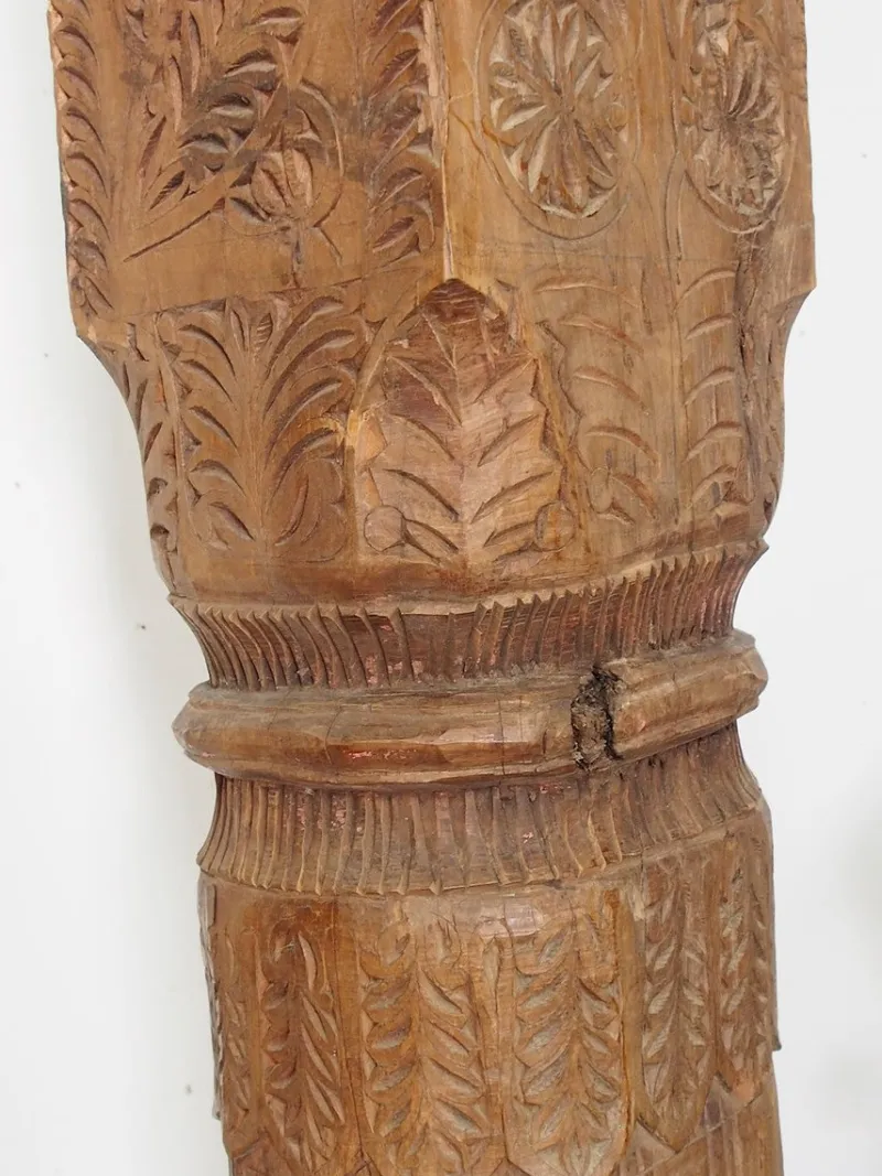 Pamono Antique Hand-Carved Wooden Pillar Column, Swat Valley Pakistan, 1890s> Pedestals And Columns
