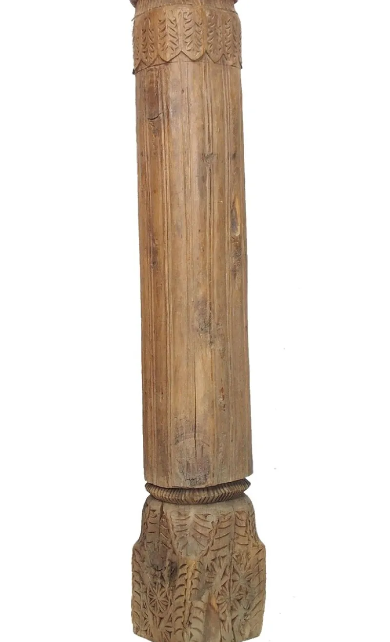 Pamono Antique Hand-Carved Wooden Pillar Column, Swat Valley Pakistan, 1890s> Pedestals And Columns