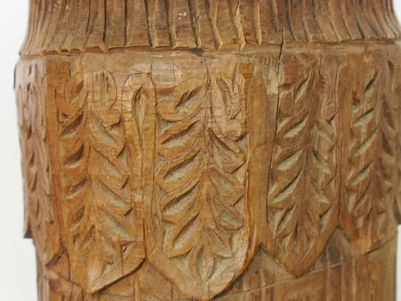 Pamono Antique Hand-Carved Wooden Pillar Column, Swat Valley Pakistan, 1890s> Pedestals And Columns