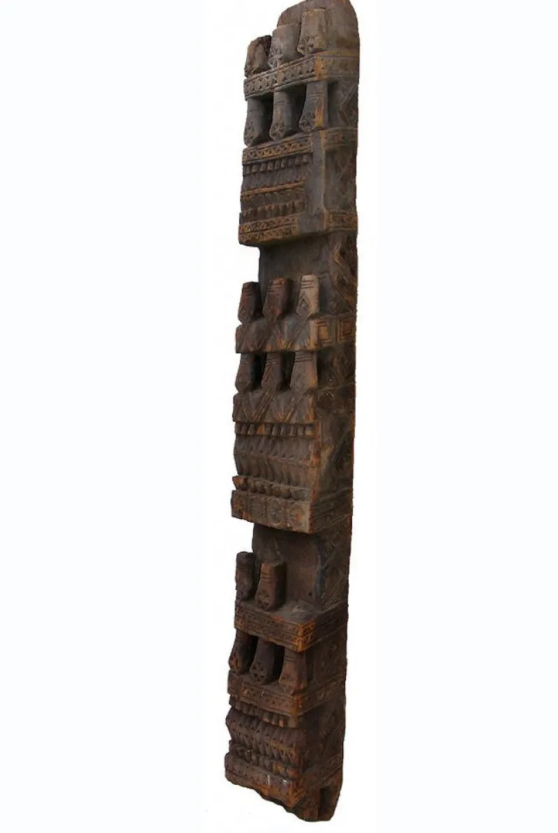 Clearance Pamono Antique Hand-Carved Wooden Pillar Column, Nuristan, Afghanistan, 1890s