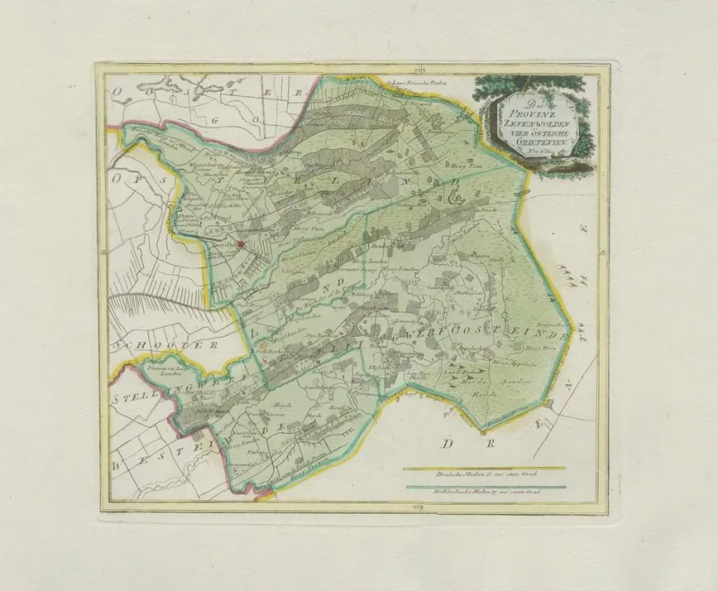 New Pamono Antique Hand-Colored Map of Eastern Friesland by Von Reilly, 1791