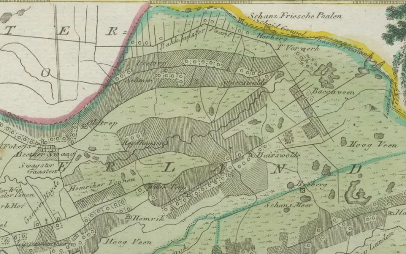 New Pamono Antique Hand-Colored Map of Eastern Friesland by Von Reilly, 1791
