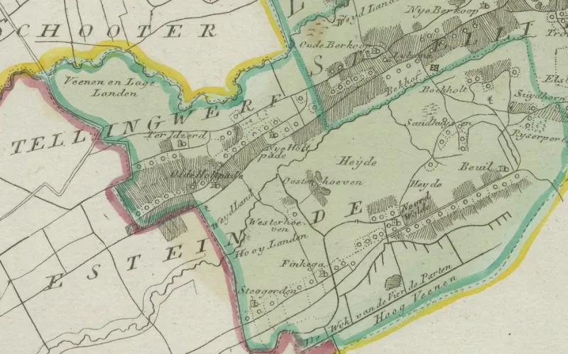 New Pamono Antique Hand-Colored Map of Eastern Friesland by Von Reilly, 1791