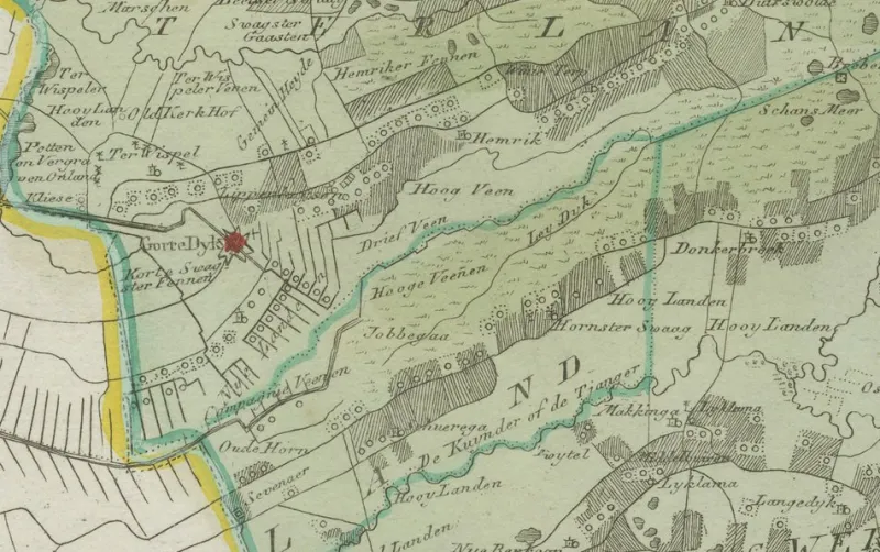New Pamono Antique Hand-Colored Map of Eastern Friesland by Von Reilly, 1791