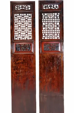 Online Pamono Antique Handmade Handcarved Sliding Door Panels, Japan, 1920s, Set of 2
