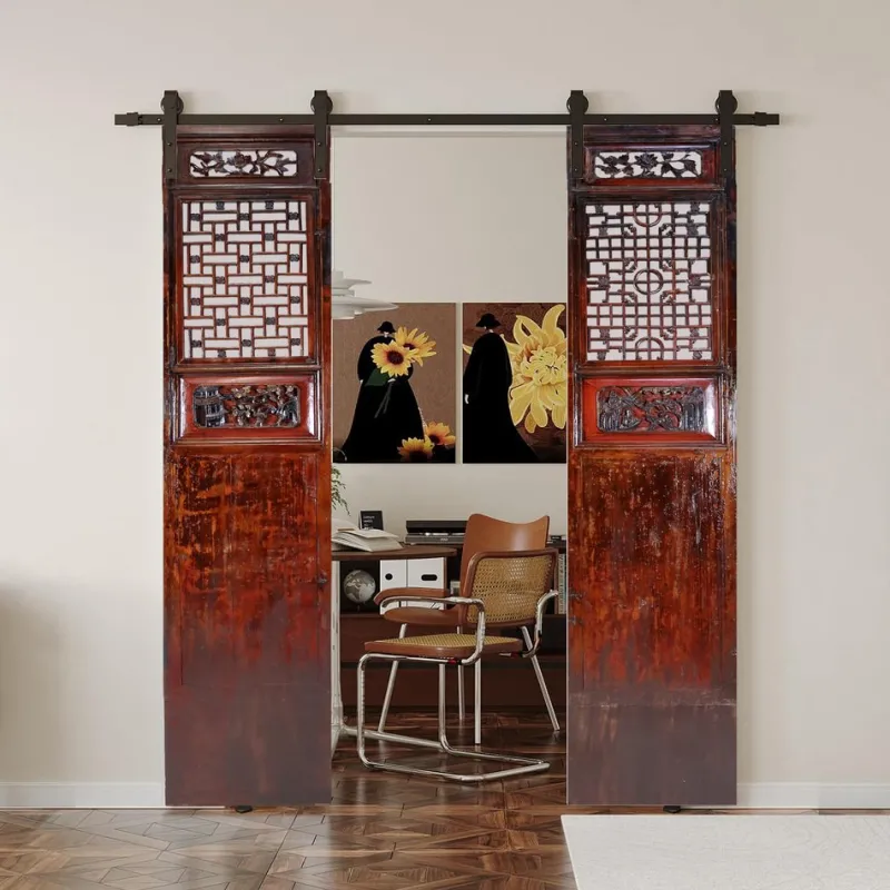 Online Pamono Antique Handmade Handcarved Sliding Door Panels, Japan, 1920s, Set of 2