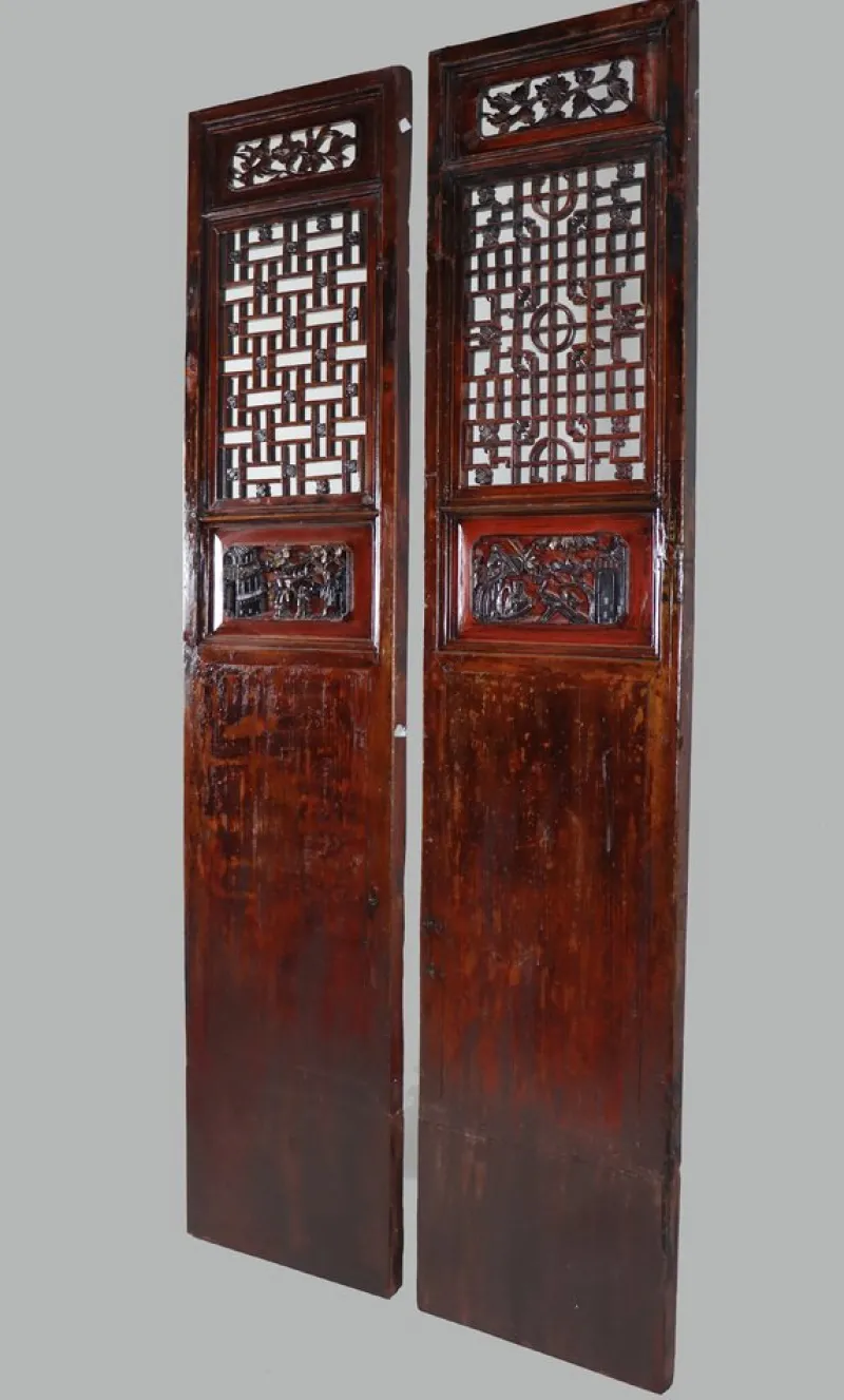 Online Pamono Antique Handmade Handcarved Sliding Door Panels, Japan, 1920s, Set of 2