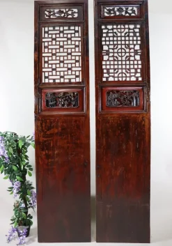 Online Pamono Antique Handmade Handcarved Sliding Door Panels, Japan, 1920s, Set of 2