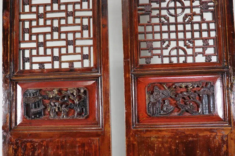 Online Pamono Antique Handmade Handcarved Sliding Door Panels, Japan, 1920s, Set of 2