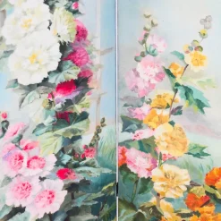 Sale Pamono Antique Hand-Painted Screen by E. Zimber, France, 1898