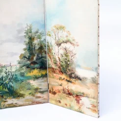 Sale Pamono Antique Hand-Painted Screen by E. Zimber, France, 1898