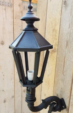 Hot Pamono Antique Hexagon Cast Iron Wall Lantern