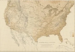 Discount Pamono Antique Hypsometric Map of the United States by Walker, 1874
